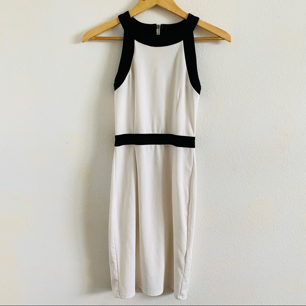 H&M White and Black White Fitted Dress Size XS